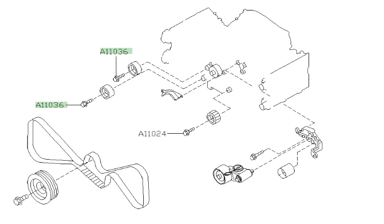 Genuine Subaru bolt for Large Smooth Timing Belt Idler - Image 2