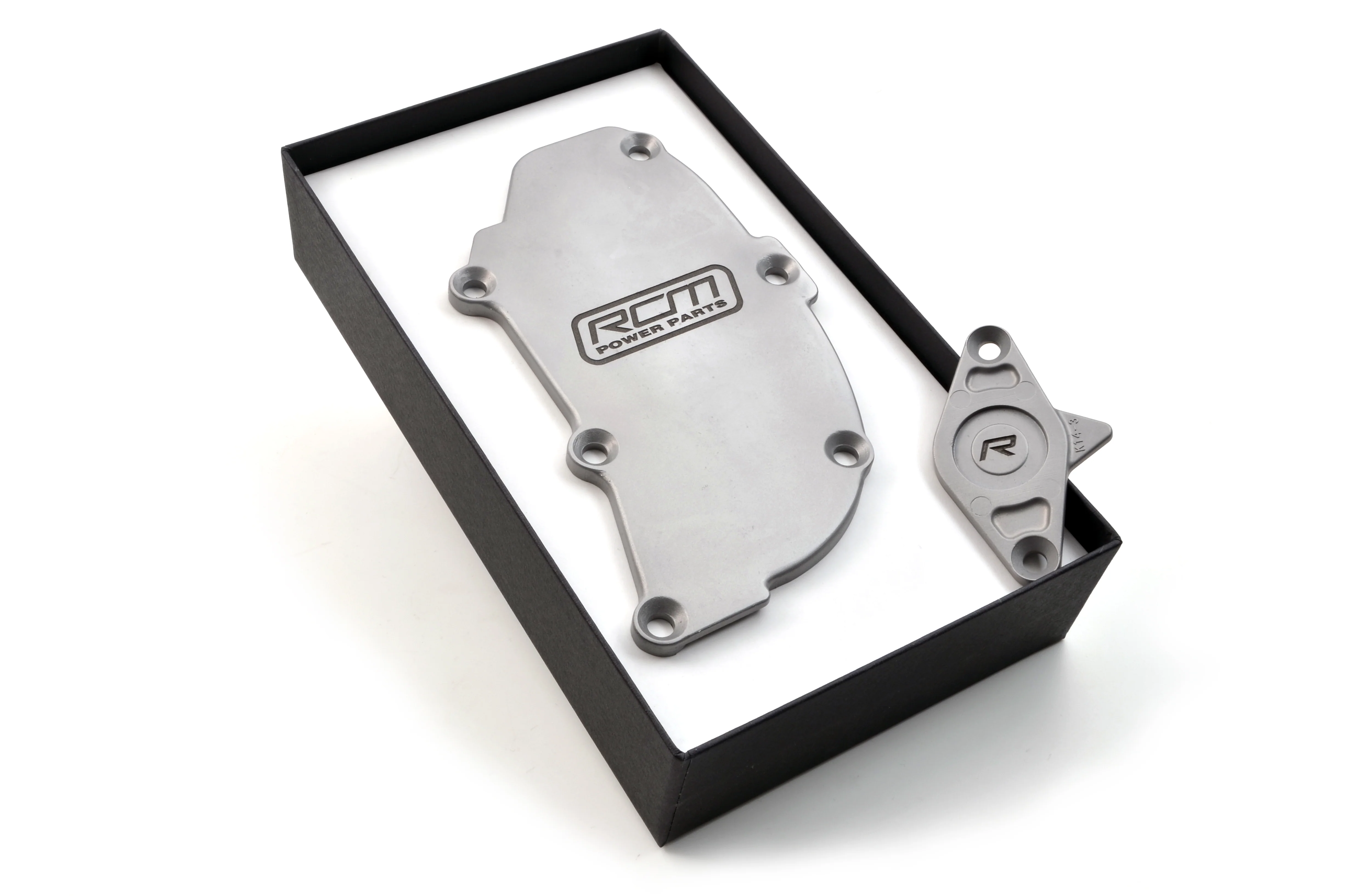 RCM 2 Piece Silver Billet Gudgeon Pin & Oil Separator Cover Kit - Image 2